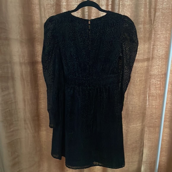 Express Velvet Puff Sleeve Fit and Flare Dress - Picture 7 of 7